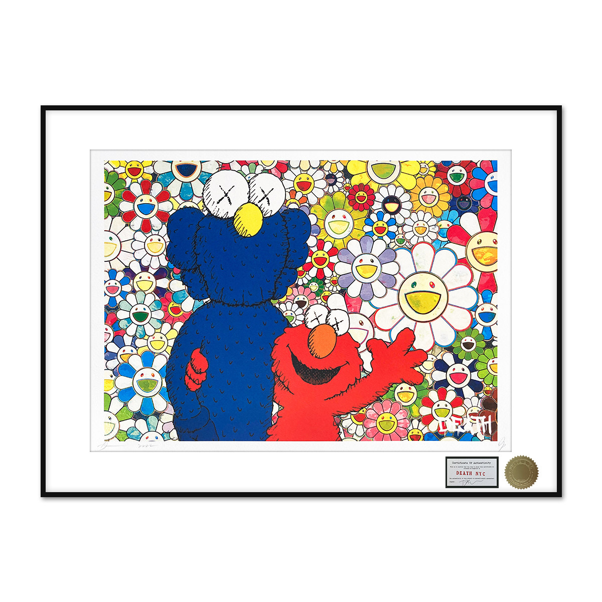 新品death nyc kaws装饰画村上隆版画death nyc芝麻街太阳花挂画