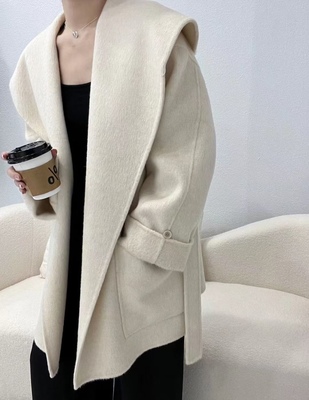 今年流行双面羊绒大衣棕色短款双面羊驼绒大衣女2025高端羊毛外套