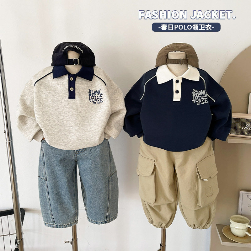 风之谷2026早春新款韩版学院风儿童POLO卫衣个性男童字母上衣新品,童装/婴儿装/亲子装,儿童POLO衫,淘宝优惠券,粉丝福利购,淘宝优惠卷
