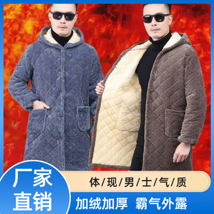 罩衣女2025新款短款冬季棉袄可外穿网红保暖围裙连帽工作服外套