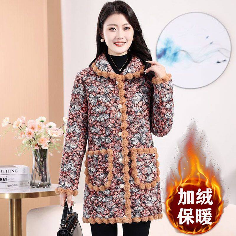 冬季加绒加厚罩衣女新款厨房家用三层夹棉棉袄好看的工作服可外穿