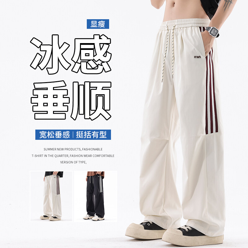 悟空有货美式三条杠休闲运动裤男女新款宽松多口袋阔腿工装卫裤子