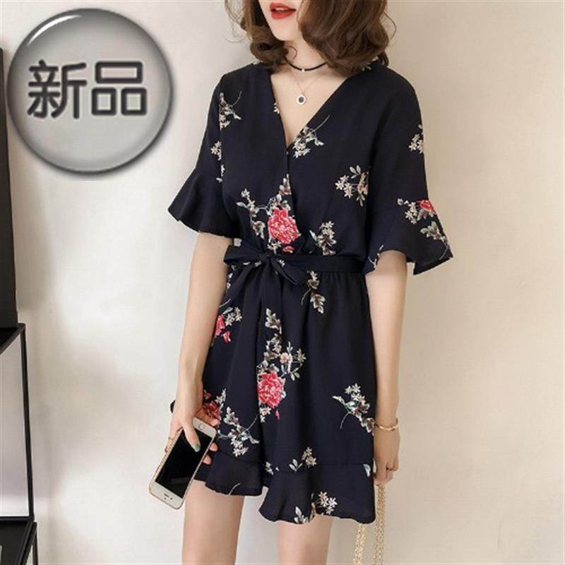 夏季韩版加肥加大码v领喇叭袖雪纺连体裤200斤高腰连p衣阔腿短裤|msdalam kategori Butik wanita / wanita, baju lace/baju chiffon - dari Buy2taobao.com untuk memberikan perkhidmatan ejen Taobao profesional membeli