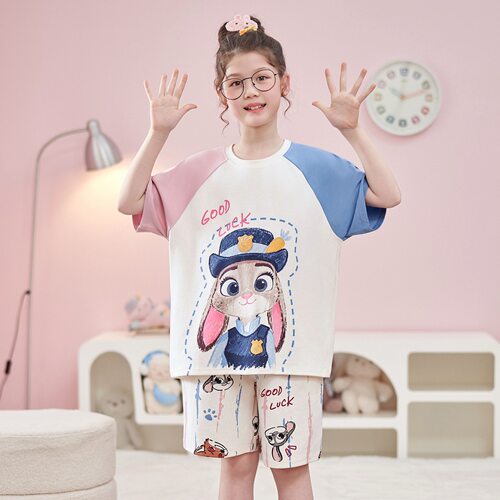 JudyHopps睡衣Zootopia衣服 夏季12岁女孩中大童儿童纯棉家居套装
