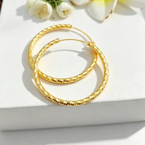BeBeKitty黄金色加粗刻花耳环
