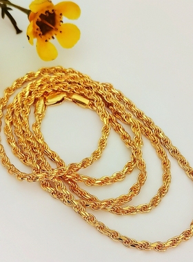 保真镀24K加厚黄金925纯银链男女