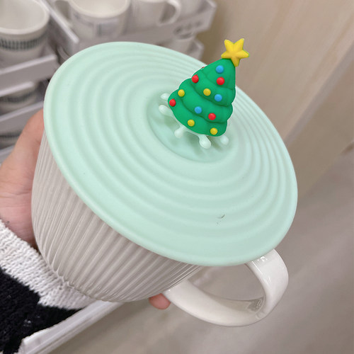 防尘陶瓷杯玻璃水杯圣诞树盖