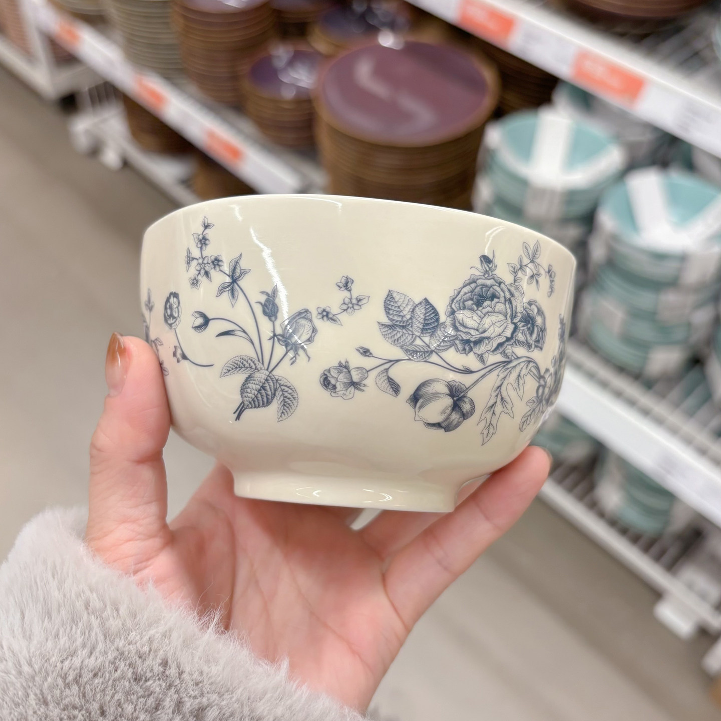 中古氛围感餐具玫瑰物语高温烤花陶瓷餐盘不规则纹理中式饭碗茶杯,餐饮具,碗,淘宝优惠券,粉丝福利购,淘宝优惠卷