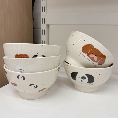 儿童陶瓷高脚米饭碗5英寸家用