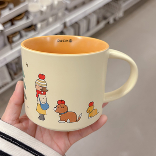 创意设计感小众胖胖杯陶瓷马克杯卡通情侣水杯咖啡杯耐高温陶瓷杯