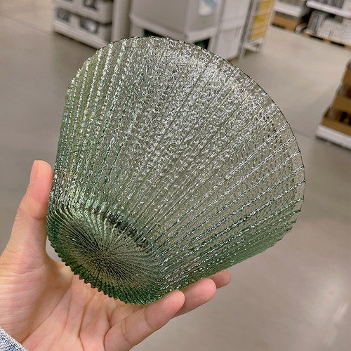 轻奢斗笠玻璃碗冰晶竖纹碗