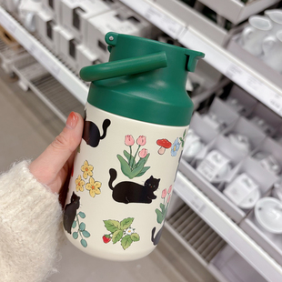 呆萌高颜值带茶滤水壶中古风可爱手提便携杯316不锈钢内胆保温杯