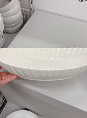 12英寸白色陶瓷花瓣盘高温釉下彩餐具鱼盘高档私房创意高级感果盘