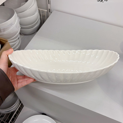 12英寸白色釉下彩餐具家用鱼盘