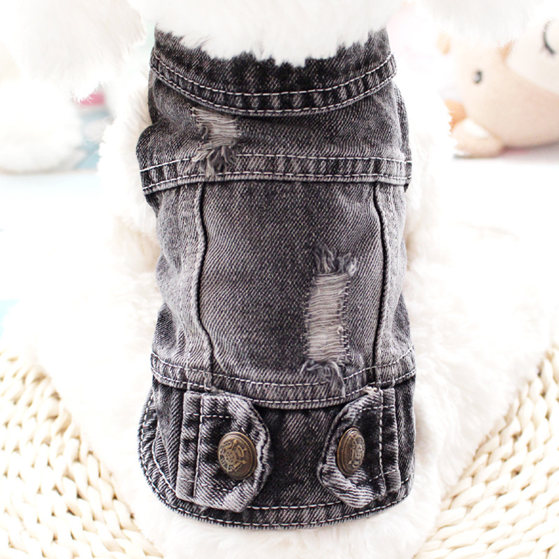 两脚小狗狗衣服潮牌破洞牛仔马甲小型犬宠物衣服比熊泰迪秋冬背心