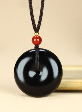 新疆和田玉墨玉平安扣黑色平安扣墨玉吊坠高级玉石真玉纯黑面包扣