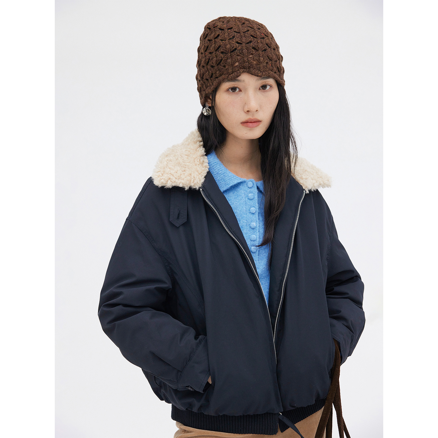 HeyDress毛领飞行夹克羽绒服