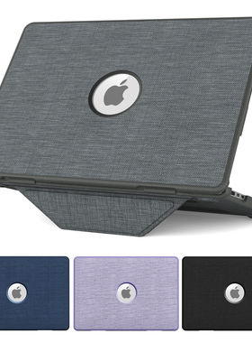 适合macbook air 15寸保护壳m3布艺外壳带磁吸可隐藏支架苹果电脑保护套Pro13寸13.6寸A3113 A2918纯色防滑