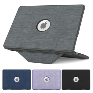 适合macbook air 15寸保护壳m3布艺外壳带磁吸可隐藏支架苹果电脑保护套Pro13寸13.6寸A3113 A2918纯色防滑