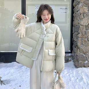 罗芬 故事面料女装官方韩系小清新减龄羽绒服女2025冬季浅绿色气