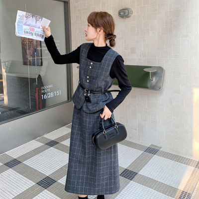 罗芬 故事面料女装官方实拍现货-年秋季新款法式马甲配中长款半身