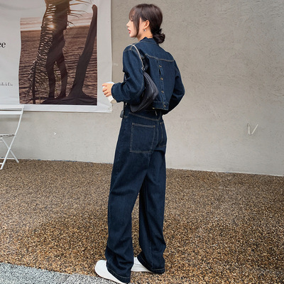 罗芬 故事面料女装官方实拍高级感时装牛仔套装女春秋两件套盐系