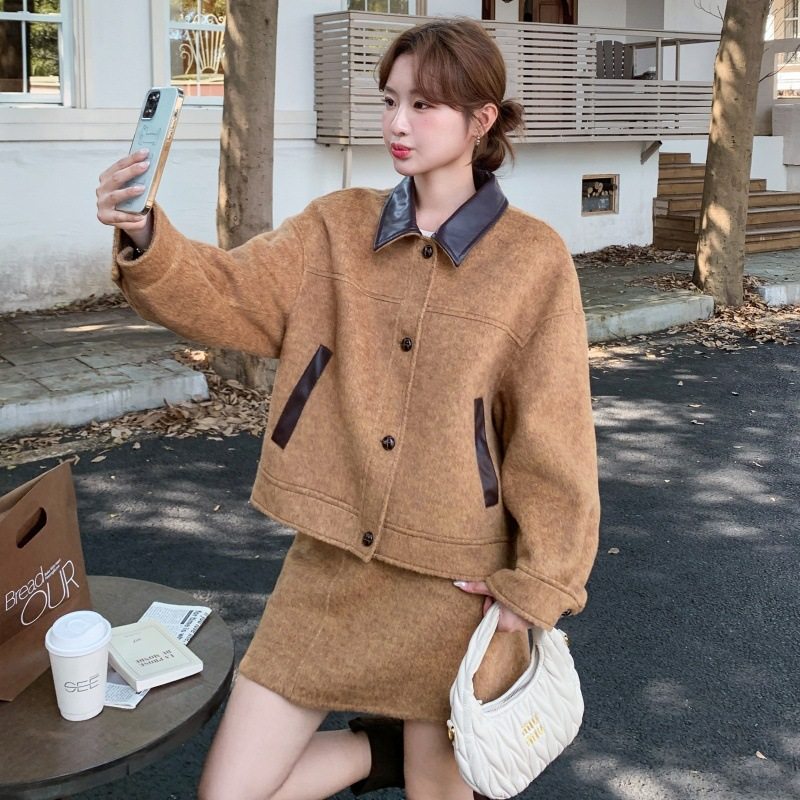 罗芬 故事面料女装官方实拍枫叶黄时髦小香风双面羊毛大衣套装202,女装/女士精品,时尚套装,淘宝优惠券,粉丝福利购,淘宝优惠卷