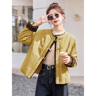 故事面料女装 新款 官方轻薄棉服时尚 2025年秋冬季 格子拼接款 罗芬