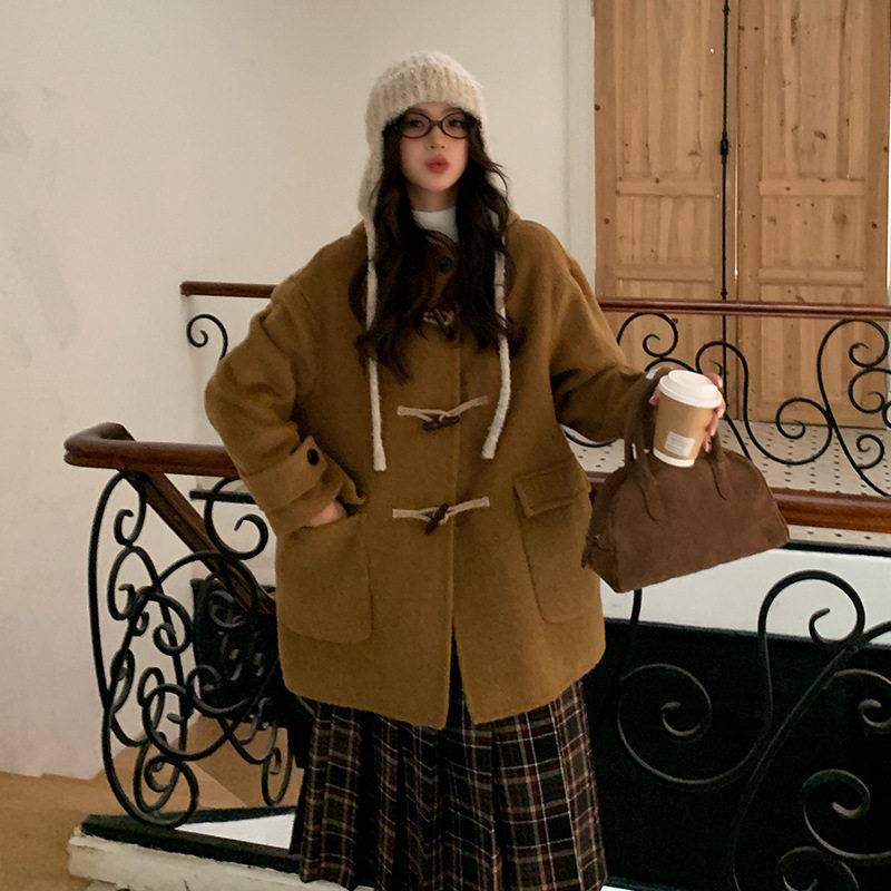 罗芬 故事面料女装官方实拍学院风牛角扣双面呢羊毛外套2025冬新,女装/女士精品,毛呢外套,淘宝优惠券,粉丝福利购,淘宝优惠卷