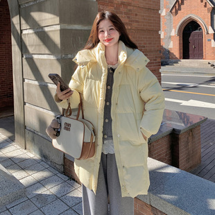 罗芬 故事面料女装官方实拍奶fufu连帽小立领中长款羽绒服2025冬