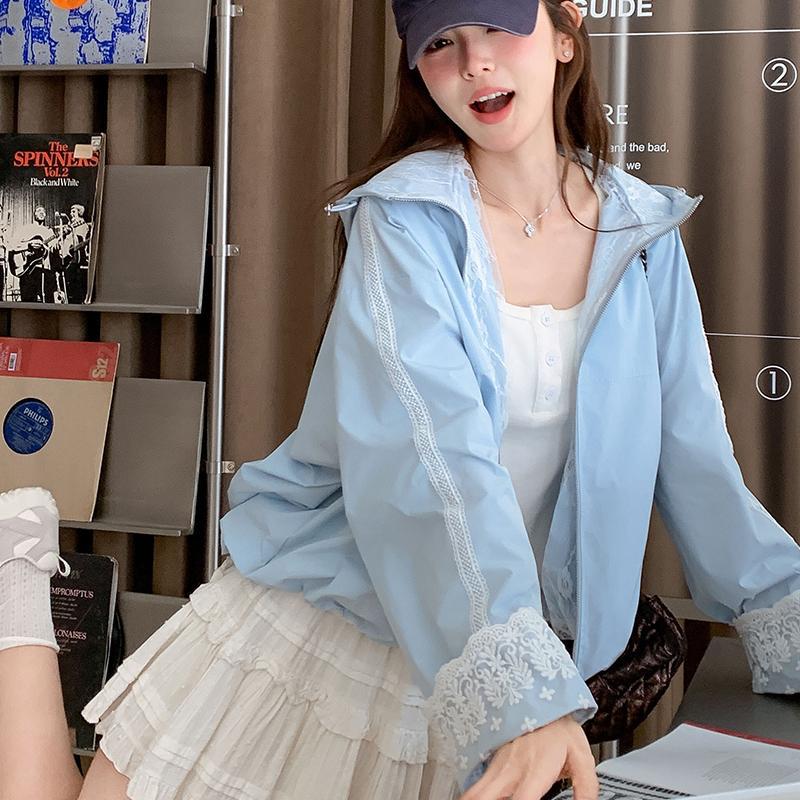 罗芬 故事面料女装官方实拍超好看蓝色防晒服外套女小个子2025春
