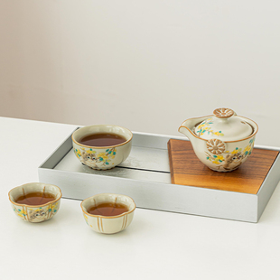 汝窑猫咪旅行茶具家用便携包快客杯一壶三杯随身带功夫茶具套装