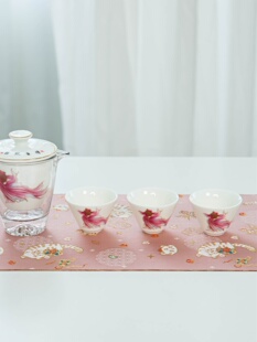 年年有鱼羊脂玉旅行茶具快客杯一壶三杯车载便携式中式套装