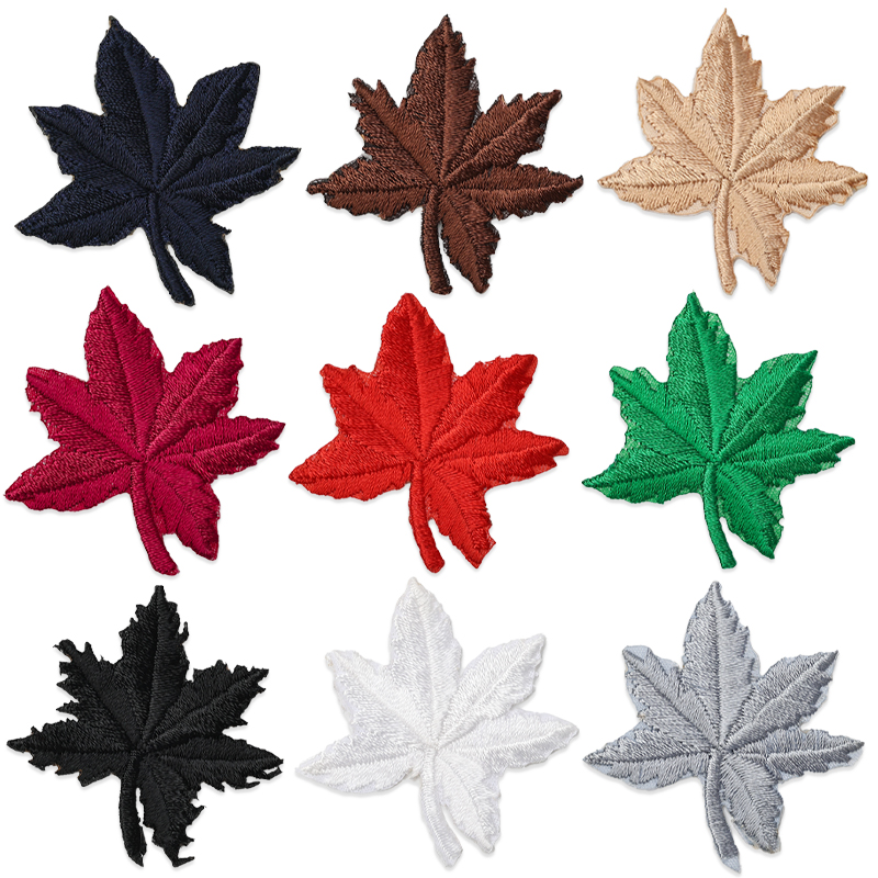 热熔背胶布贴羽绒服补丁贴皮衣装饰修补破洞贴花全刺绣树叶枫叶贴