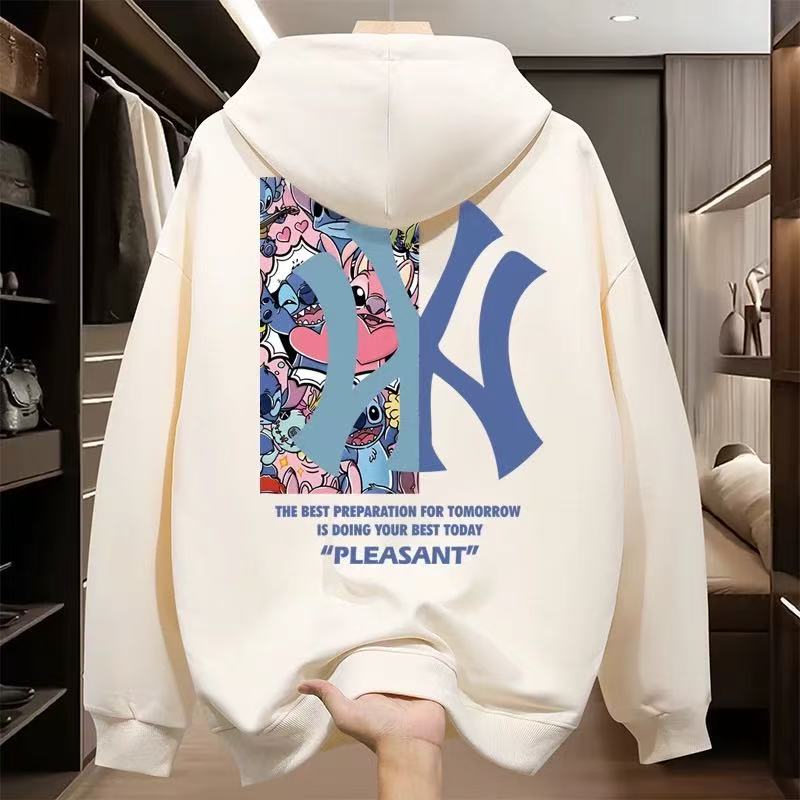 NASA联名秋冬季男小众印花长袖上衣慵懒风加大码宽松加绒连帽卫衣