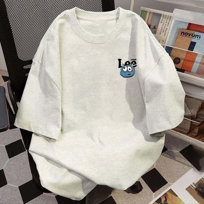 NASA联名100%纯棉简约印花短袖T恤男夏季宽松休闲百搭五分袖体恤