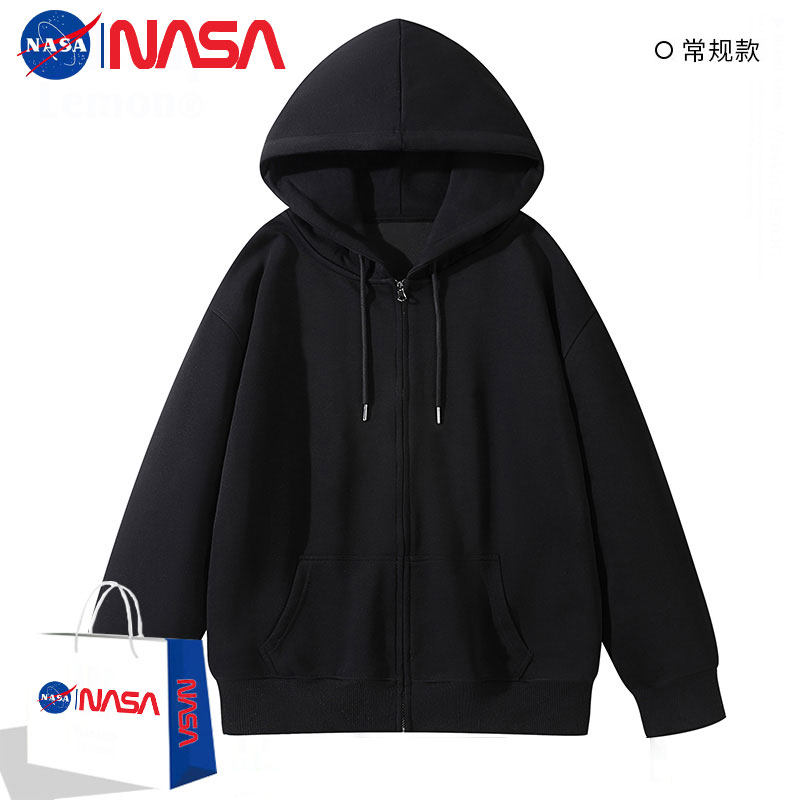 NASA联名纯棉重磅开衫拉链卫衣男秋季穿搭高级感潮牌宽松连帽外套