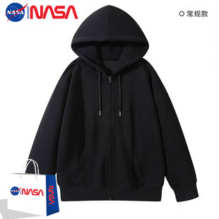 NASA联名纯棉重磅开衫拉链卫衣男秋季穿搭高级感潮牌宽松连帽外套