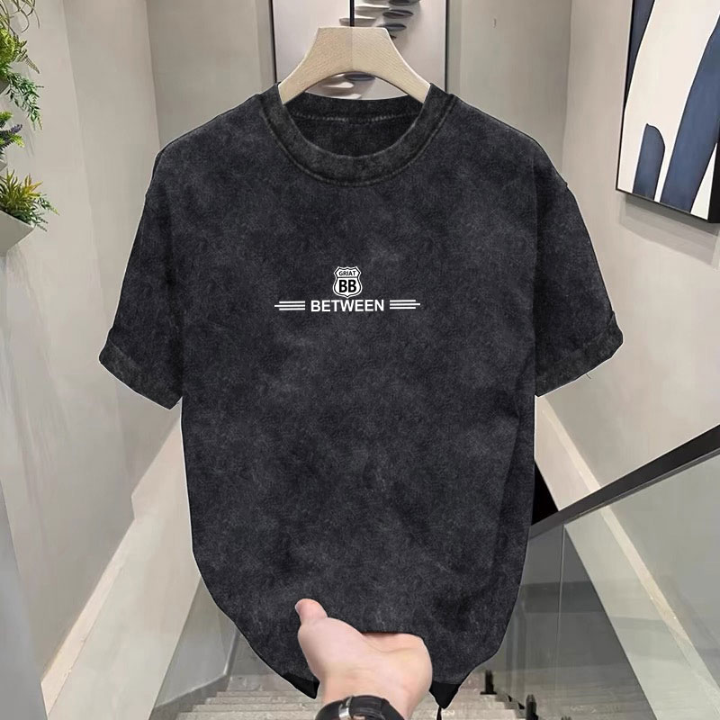 NASA联名100%纯棉重磅水洗做旧短袖T恤男夏季潮牌半袖情侣款上衣