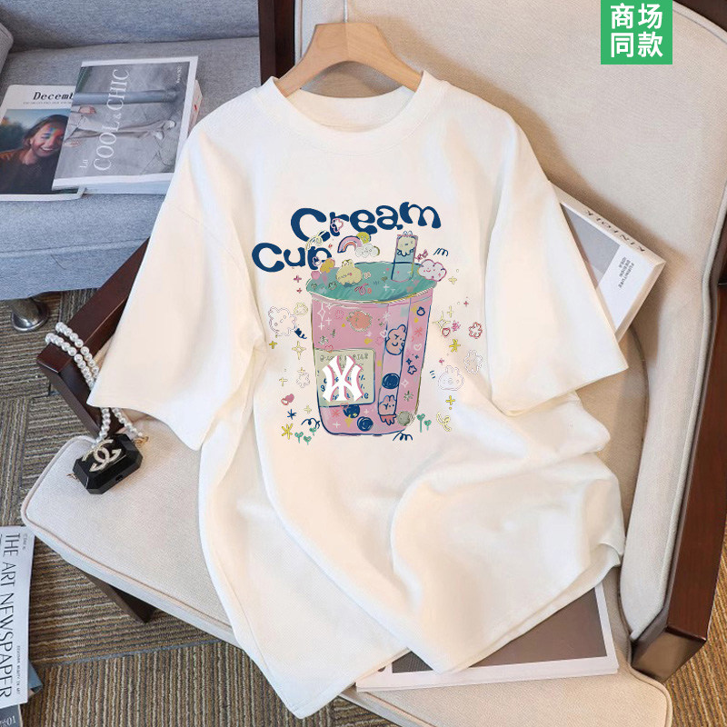 NASA联名春夏季纯棉短袖T恤中长款圆领印花上衣男薄款加大码半袖