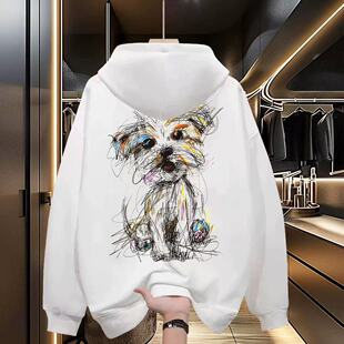 NASA联名秋冬季男装加厚印花长袖上衣潮流加大码宽松加绒连帽卫衣