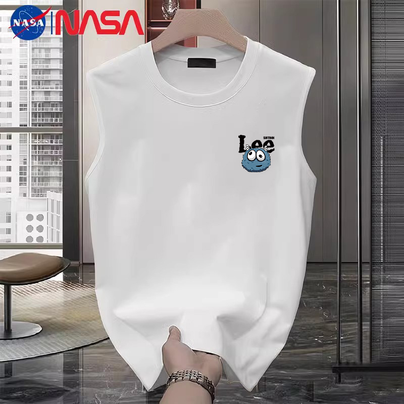 NASA联名纯棉无袖t恤男士夏季薄款潮牌坎肩运动健身篮球背心男款