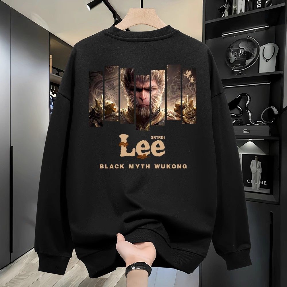 NASA联名春秋款圆领卫衣男无帽加绒潮牌休闲宽松百搭学生外套上衣