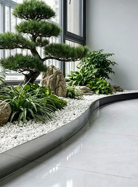 不锈钢室内造景围挡装饰条阳台仿真绿植楼梯拐角围栏商场布置展厅