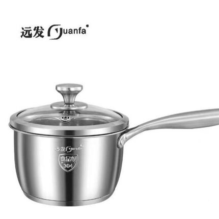 德国远发304不锈钢因婴儿辅食无涂层小奶锅巨加厚复底单柄煮面汤