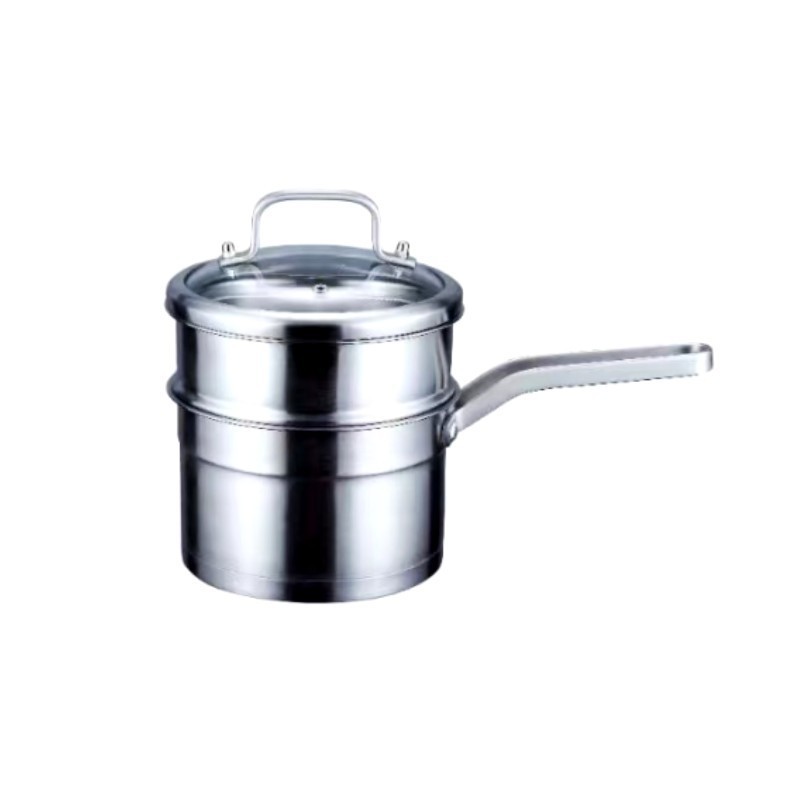 德式工艺304不锈钢婴儿辅食小蒸锅双层迷你蒸煮奶锅加厚复底泡面