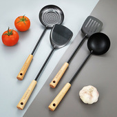 老式 铁锅专用复古铁质锅铲铲子漏勺汤勺黑铁炒菜铲勺家用长柄防烫