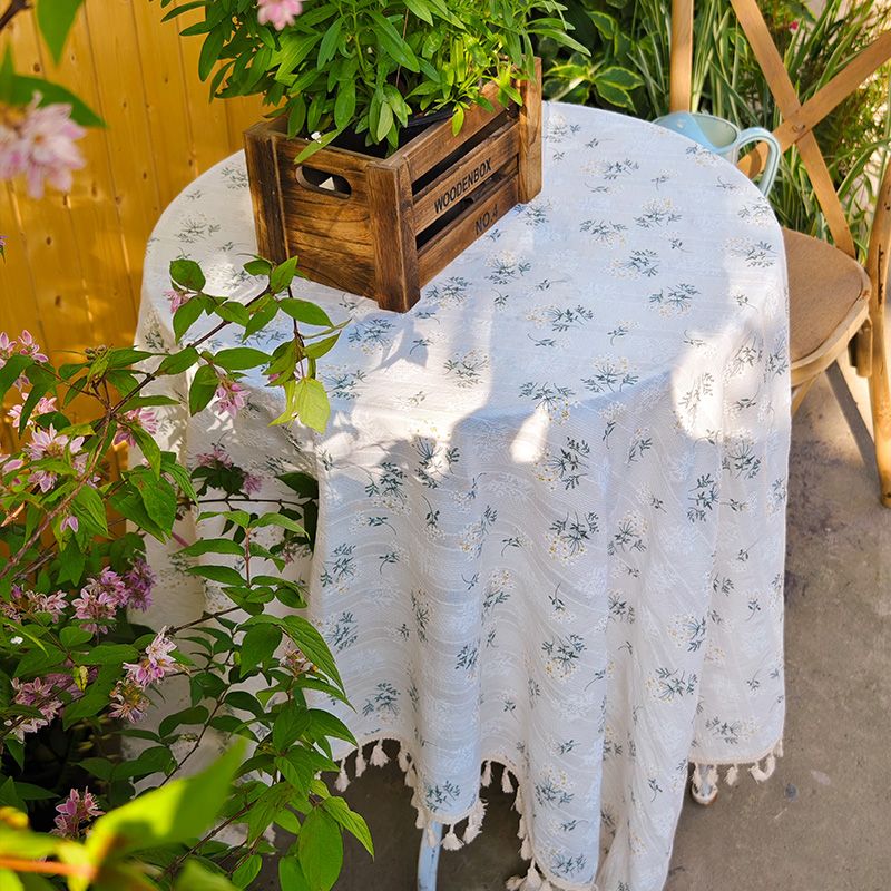 法式小清新餐桌布棉麻小雏菊长方形茶几布田园碎花书桌盖布巾布艺