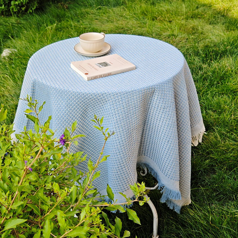 复古装饰棉纱桌布ins风法式简约浪漫茶几圆桌盖布野餐布餐桌布垫