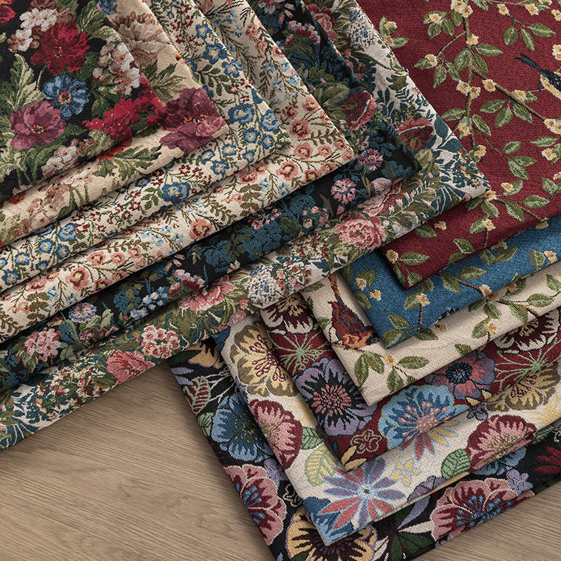 莫奈油画提花布料手工diy桌布抱枕包裙子服装设计师面料沙发布料